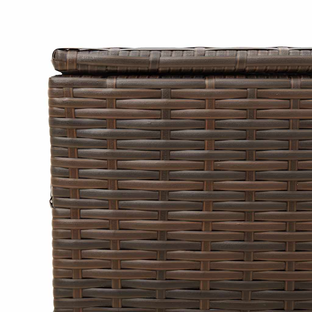 Garden Storage Box with Wheels Brown 190L Poly Rattan